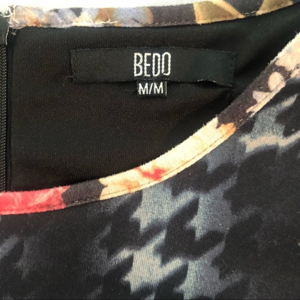 Bedo Bodycon Pencil Fitted Dress Black/Multi Colored Ladies Med - Picture 3 of 13
